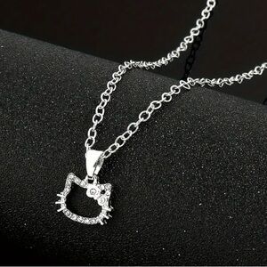 Hello Kitty dainty Silver crystal Necklace